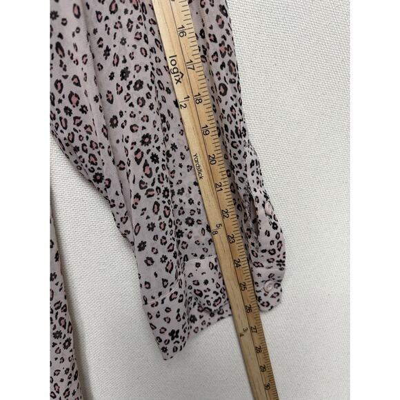 Torrid Women's Tunic Blouse Sz 4 Tan W/ Pink Black Print Flowy Semi Sheer Beach - Picture 15 of 16